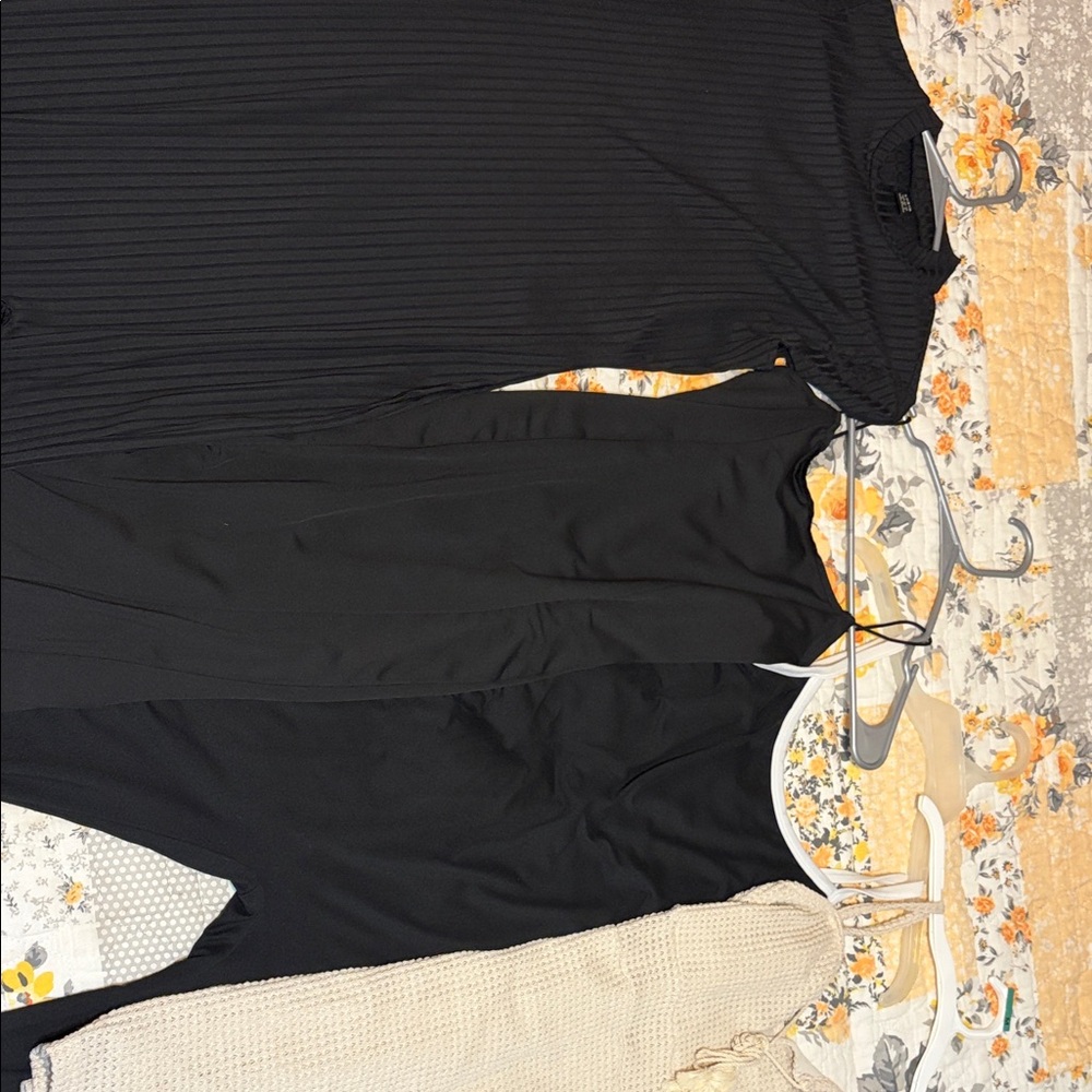 SHEIN Black and Cream High Low Dresses